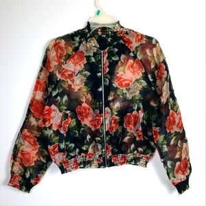Live 4 Truth Sheer Floral Zipper Women Jacket with Elastic Cuffs | Large